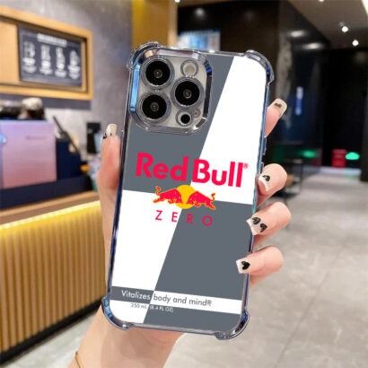 Durable Red Bull pattern phone case for iPhone 15 Pro Max, 4-corner air cushion protection, perfect fit case for drops up to 6 feet