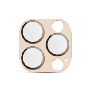 Elegant gold iPhone camera cover, durable drop-proof design for iPhone 13/14/15 Pro Max, enhances phone aesthetics