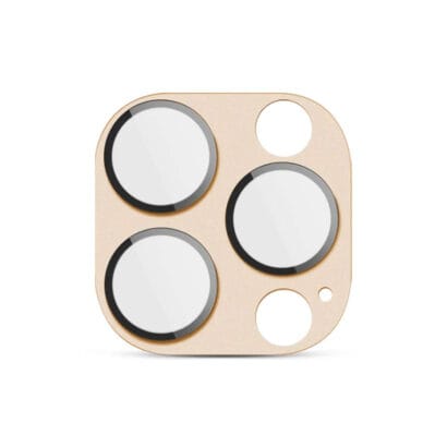 Elegant gold iPhone camera cover, durable drop-proof design for iPhone 13/14/15 Pro Max, enhances phone aesthetics