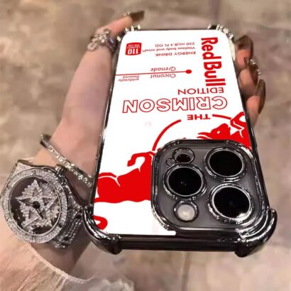 Precision-fit Red White Red Bull Phone Case with high-res print for iPhone 15 Pro Max/14/13 - shockproof Samsung Google cases