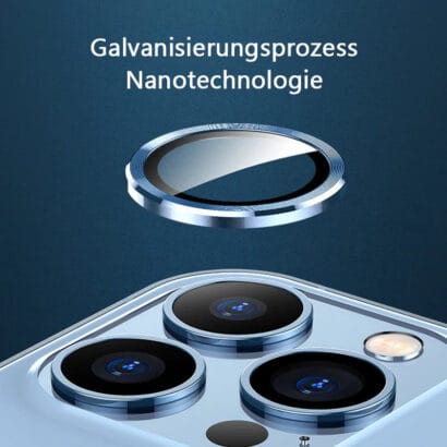 Durable Anti-Scratch Camera Ring for iPhone 12/13/14 Pro Max - Ergonomic Grip & Vibrant Blue Design