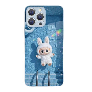 DT13 Labubu Designer Toy Glass Case for iPhone 16 Pro Max/15 Pro Max/14 Pro Max - Crystal clear tempered glass with exclusive artist collaboration design and military-grade drop protection.