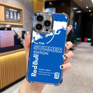 Stylish Red Bull protective case for iPhone 14 Pro Max with 4-corner airbag technology, fade-resistant colors and precise fit