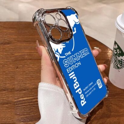 Custom Red Bull phone cover for iPhone 15 Pro/Pro Max, military drop protection up to 6 feet with vivid print and slim profile