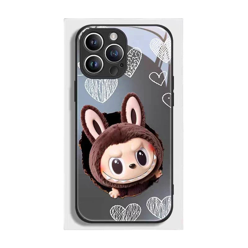 download_c51b25ba-206e-4b1c-829a-cd1fa7391281 DT22 Labubu Designer Toy Glass Case for iPhone 16 Pro Max - Crystal-clear tempered glass with shock-absorbing TPU bumper, limited-edition trendy art protection
