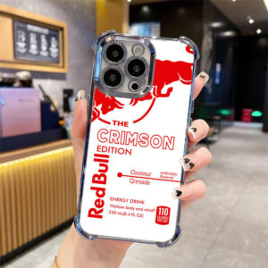 Ultra durable iPhone case featuring Red Bull artwork, 4-corner air cushion tech for drop protection up to 6 feet