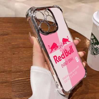 Pink Red Bull Phone Case with military-grade protection for iPhone 15 Pro Max/14/13 - Shockproof cover with vibrant fade-resistant print