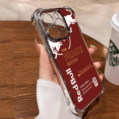Red Bull themed iPhone 15 Pro Max case - rugged airbag design with vibrant print for Samsung & Google phones