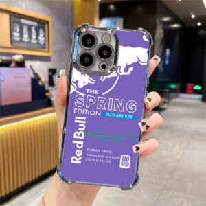 Ultra durable iPhone 15 Pro Max case featuring eye-catching Red Bull pattern and precise fit with easy button access