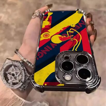 Vibrant Red Bull artwork iPhone case with precise cutouts for iPhone 16 Pro Max/15 Pro Max - durable protective cover with airbag technology