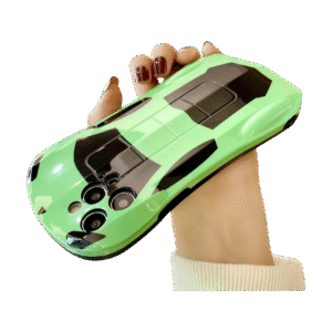 3D Racing Car Glitter iPhone Case with trendy Instagram aesthetic, full protection for iPhone 15 Pro Max, vibrant multicolor glitter finish, shock-absorbing TPU material