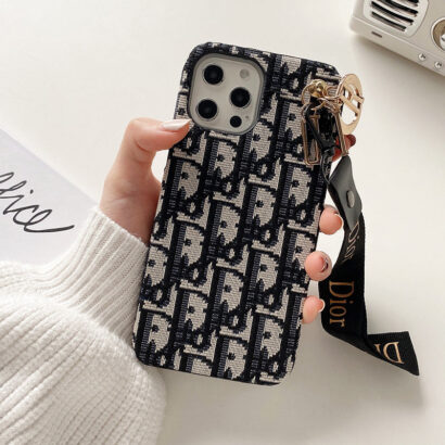 Luxury CD Black iPhone Case With Strap